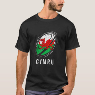 Wales Rugby Fan Krijgt Rugby Bal met Cymru Een Coo T-shirt