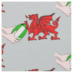 Wales Rugby Team Dragon met Rugby Ball Stof