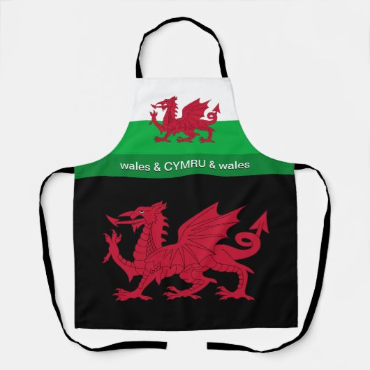 Wales schort, Welsh Flag, Cymru / Chefs keuken Schort (Voorkant)