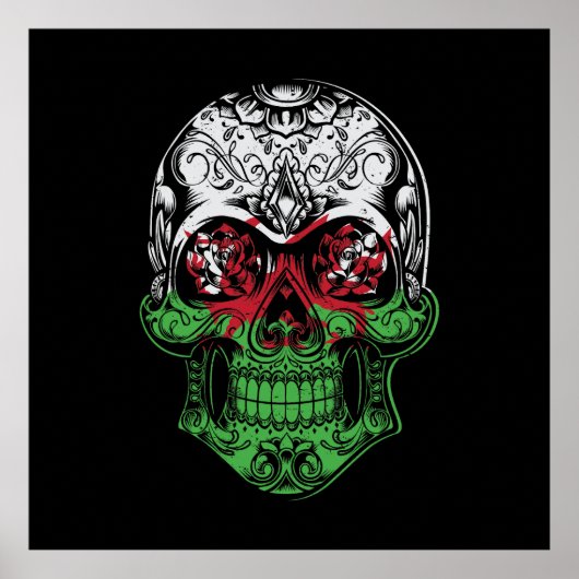 Wales Skull and Rozen Flag Poster (Voorkant)
