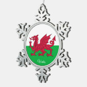 Wales snowflake, Dragon, Welsh Flag Tin Sneeuwvlok Ornament (Rechts)