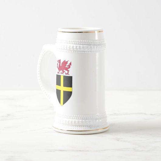 Wales Stein - Dragon over St. David Shield Bierpul (Voorkant links)