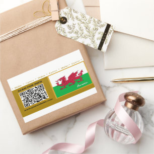 Wales Stickers, Moderne QR Code, Welshe Vlag Rechthoekige Sticker