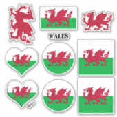 Wales stickers & Welsh Flag, Heart / Sport (Voorkant)