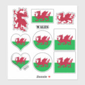 Wales stickers & Welsh Flag, Heart / Sport (Vel)