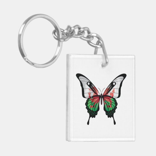 Wales Swallowtail Vlinder Vlag Sticker Sleutelhanger (Voorkant Links)