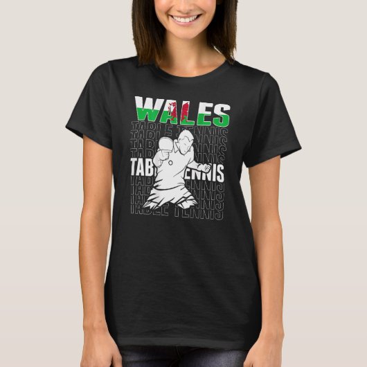 Wales Table Tennis Support Welsh Ping Pong Team T-shirt (Voorkant)
