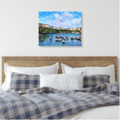 Wales, Tenby Harbour Canvas Afdruk (Insitu (Slaapkamer))