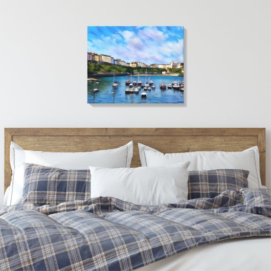 Wales, Tenby Harbour Canvas Afdruk (Insitu (Slaapkamer))