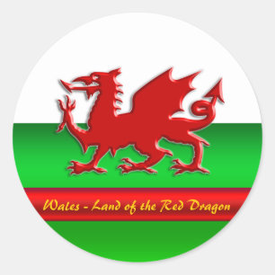 Wales - Thuis van de rode draak, metallisch effect Ronde Sticker