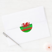 Wales - Thuis van de rode draak, metallisch effect Ronde Sticker (Envelop)