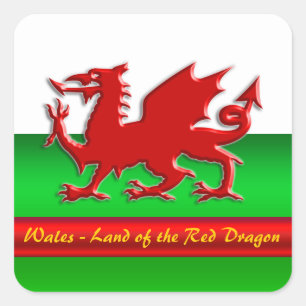 Wales - Thuis van de rode draak, metallisch effect Vierkante Sticker