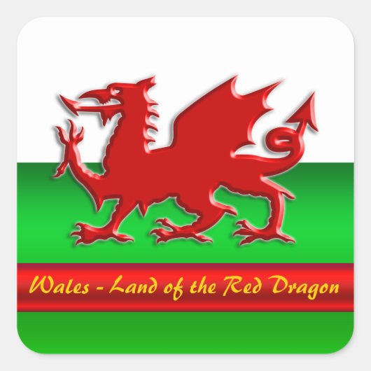 Wales - Thuis van de rode draak, metallisch effect Vierkante Sticker (Voorkant)