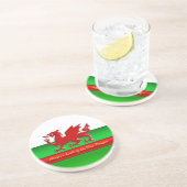 Wales - Thuis van de rode draak, metallisch effect Zandsteen Onderzetter (Zijkant)