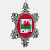 Wales Tin Sneeuwvlok Ornament (Links)