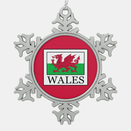 Wales Tin Sneeuwvlok Ornament (Voorkant)