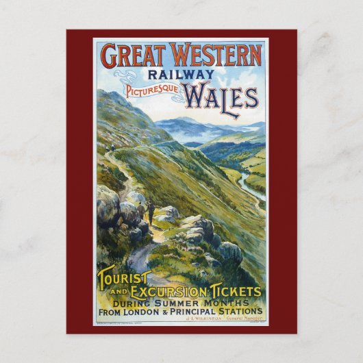 Wales UK, Railroad, Adverteren Briefkaart (Voorkant)