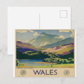 Wales UK Vintage Travel Briefkaart (Voorkant / Achterkant)