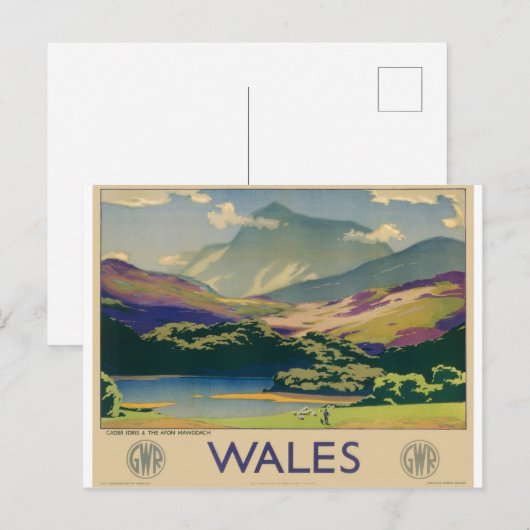 Wales UK Vintage Travel Briefkaart (Voorkant / Achterkant)