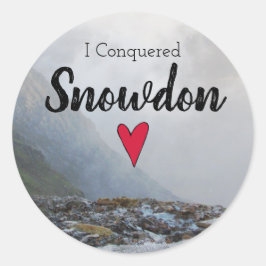 Wales veroverde Snowdon Welsh Stream Souvenir Ronde Sticker