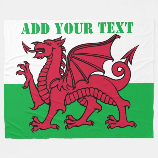 Wales vlag Dragon England British Red Cardiff Fleece Deken (Voorkant (Horizontaal))