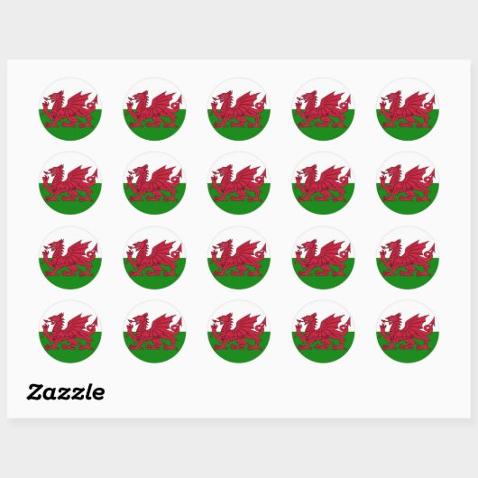 Wales Vlag hart Ronde Sticker (Vel)