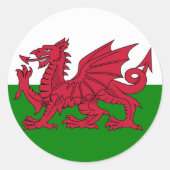 Wales Vlag hart Ronde Sticker (Voorkant)