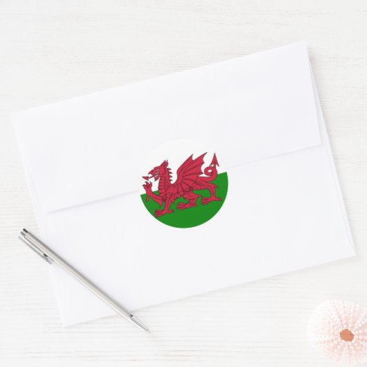Wales Vlag hart Ronde Sticker (Envelop)