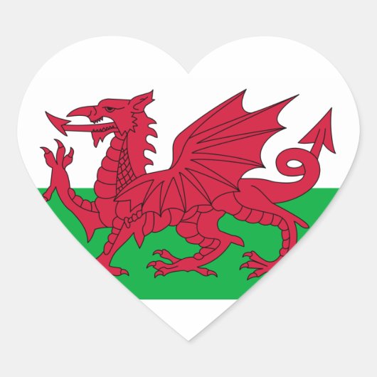 wales vlag hart sticker (Voorkant)