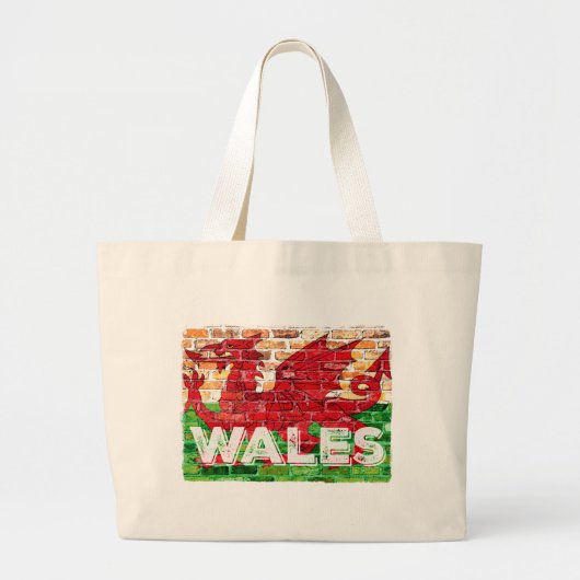Wales Vlag op Baksteen Grote Tote Bag (Voorkant)