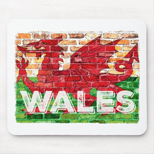 Wales Vlag op Baksteen Muismat (Voorkant)