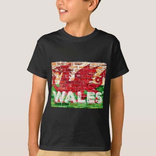 Wales Vlag op Baksteen T-shirt (Voorkant)
