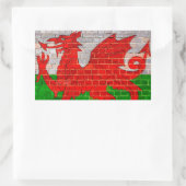 Wales vlag op een muur rechthoekige sticker (Tas)
