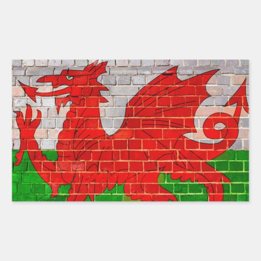 Wales vlag op een muur rechthoekige sticker (Voorkant)
