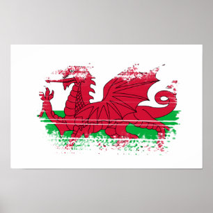 Wales vlag poster