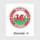 Wales vlag ronde cirkel embleem sticker (Vel)