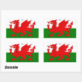 WALES: vlag van Wales met de tekst "Wales" Rechthoekige Sticker (Vel)