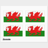 WALES: Vlag van Wales met tekst "Wales" Rechthoekige Sticker (Vel)