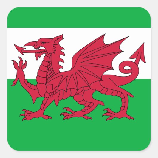 wales vlag vierkante sticker (Voorkant)