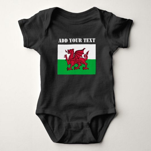 Wales Vlag Welsh Dragon Cardiff Patriottisch Romper (Voorkant)