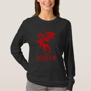 Wales vlag Welsh dragon trots rode Wales rugbyvoet T-shirt