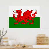 Wales vlag Welsh red dragon Poster (Keuken)