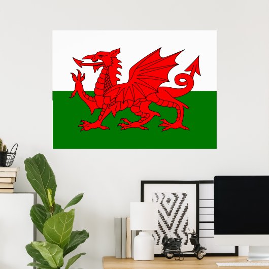 Wales vlag Welsh red dragon Poster (Thuiskantoor)