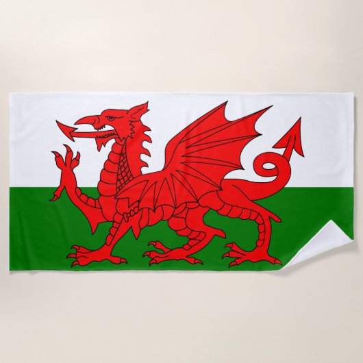 Wales vlag Welsh red dragon Strandlaken (Voorkant)