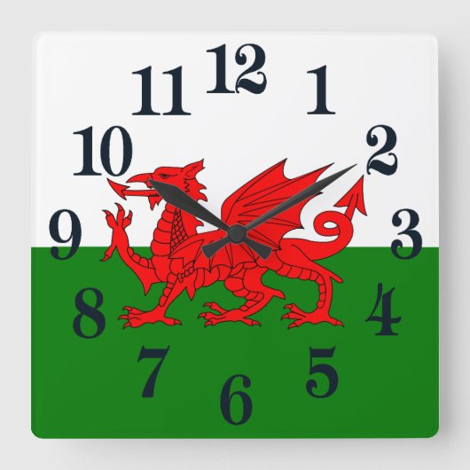 Wales vlag Welsh red dragon Vierkante Klok (Voorkant)