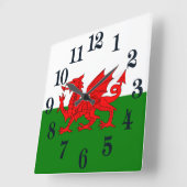 Wales vlag Welsh red dragon Vierkante Klok (Hoek)