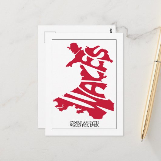 Wales voor elk land overzicht kaart aangepaste tek (Voorkant / Achterkant in situ)