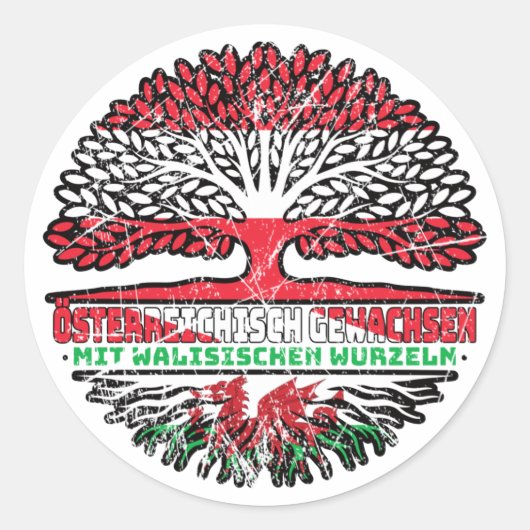 Wales Walisisch Österreichisch Baum Ronde Sticker (Voorkant)