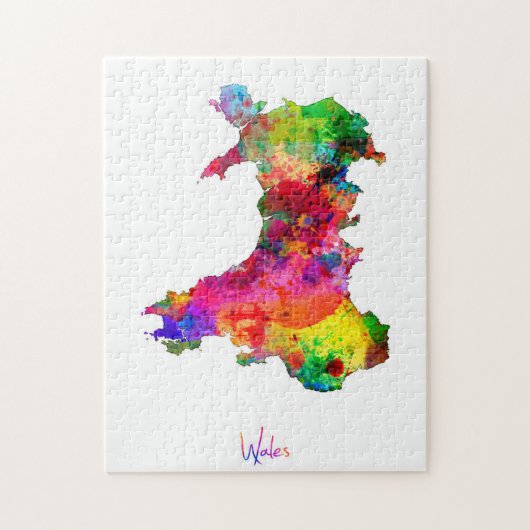 Wales Waterverf Map Legpuzzel (Verticaal)