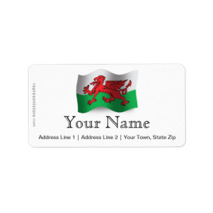 Wales Waving Flag Etiket